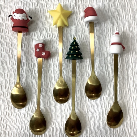 Christmas Coffee Stirrers or Sauce Serving spoons or Dessert spoons NWOT - Picture 3 of 6
